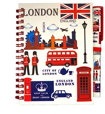 London Souvenir Taccuino con penna British England Icons blocco note formato A6 Notepad penna