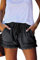 HVEPUO - Pantaloni corti, da donna, in cotone, lino, con elastico, A-nero., XL
