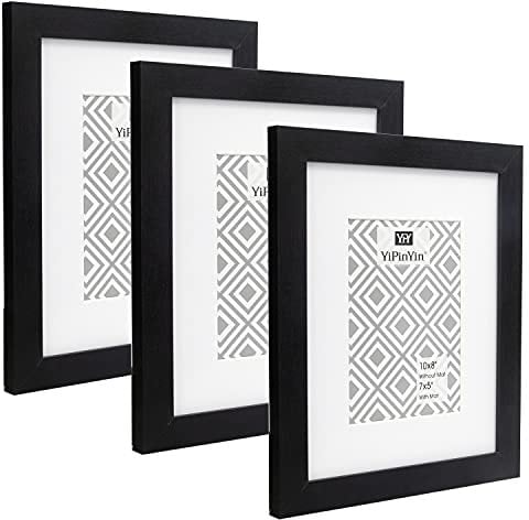 8 X 10 Black Photo Frame With Mount for 5 x 7 Set Of 3, 8 x 10 ''Garllery Picture Frames, 5 X 7'' Inch photo frame 3 Pack, photo frame for Wallmounted & Desk Top