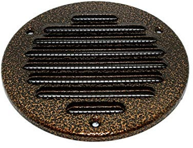 Bronze Louvred Wall Vent Grille with Flyscreen, Stainless Steel, Ø 150 mm / 6 Air Ventilation Duct Cover with Anti-Insect Mesh and Flat Back, Tough and Durable Metal