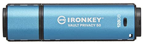 Kingston IronKey Vault Privacy 50 FIPS 197-zertifizierter und mit XTS-AES 256-Bit verschlüsselter USB-Stick für mehr Datenschutz - IKVP50/128GB