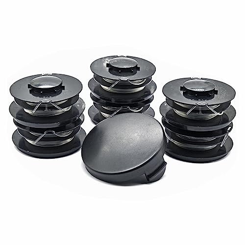 WETOOLPLUS 6 x Grass Trimmer Replacement Spool + 1 Spool Cover/Hood Suitable for Einhell Aldi Gardenline Electric Grass Trimmer GLR GLT 450 451 452 453 454 455 456 457 458 459 & GLR 450/1 to 450/9