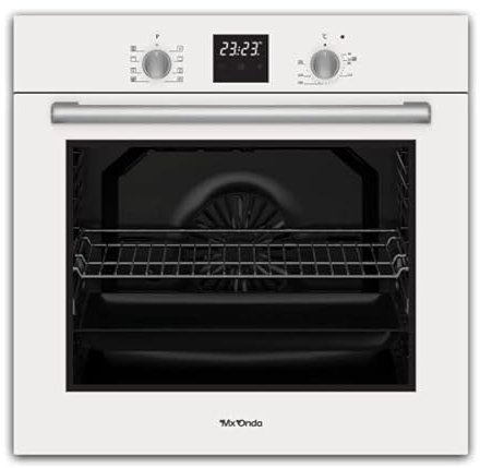 Mxonda HE2670 Horno 8 Funciones 80 litros, Blanco,Limpieza por agua,Guias telescopicas,funcion 3D, mandos giratorios escamoteables,display, puerta doble cristal. Clase energ A, iluminacion int 2300W