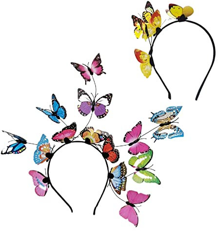 Aatpuss 2 Stücke Schmetterling Haarreif, Schmetterlings-Fascinator Stirnbänder, Schmetterling Haarschmuck Set, für Schmetterlings-Cosplay, Braut Schmetterling Stirnband