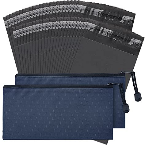 Damenbinden-Entsorgungsbeutel, feminine persönliche Entsorgungsbeutel, 200 Stück graue, blickdichte Beutel und 2 dunkelblaue Damenbinden-Aufbewahrungsbeutel für Damenbinden, Tampons, Pads und Einlagen