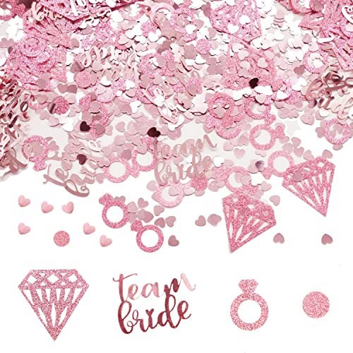 Brautparty Konfetti Roségold, Team Braut Konfetti Hochzeit Glitzer Konfetti Tischdeko Streudeko Tischkonfetti Papierherzen Teambride Tischdeko für Junggesellenabschied Urlaubsdeko JGA deko