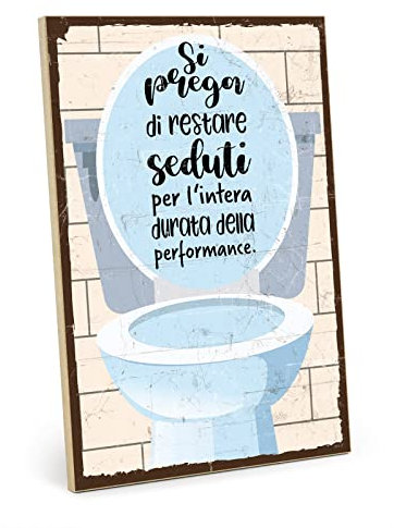 TypeStoff Targa in legno con aforisma – Toilette – Stile vintage con citazione, adatta come articolo da regalo e decorazione a tema WC e bagno - HS-00964-IT