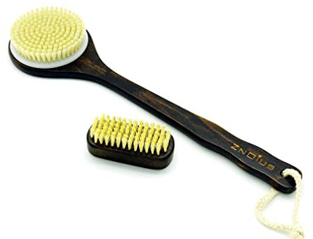 Duschbürste, Rückenbürste Dusche für sanftes Peeling für empfindliche Haut, zusammen mit einer kleinen Bürste für die Tiefenreinigung von Händen und Füßen