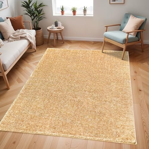 Surya Shaggy Rug Shaggy Berber Teppich - Flauschiger Teppich für Wohnzimmer, Esszimmer, Schlafzimmer, Langflor Hochflor Teppich flauschig - Teppich groß 200x275 cm, Wohnzimmerteppich in Gelb