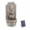 hillvert HT-SF-120 Solar Gartenbrunnen Löwenkopf-Kaskade 3 Ebenen LED-Beleuchtung Lithium-Akku 5 m Kabel Polyresin Wasserspiel Solar Solarbrunnen Garten