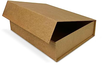 Verpackungswelt Geschenk-Box mit Deckel | 16 x 12 x 4 cm | Magnet-Verschluss | Perfekt für Geburtstag, Hochzeit, Weihnachten, Geburt | Geschenk-Verpackung in Braun