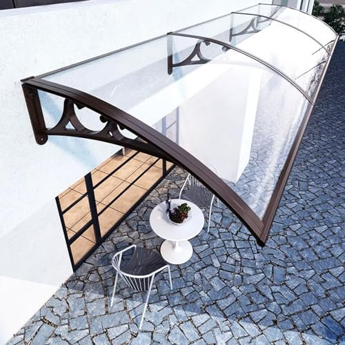 Überdachung Haustür aus Aluminium und Polycarbonat,Transparent Pultvordach,Türvordach Fenstermarkise,Sonnenschutz Regenschutz Vordach für Haustür,Garten Balkon Eingangsmarkise (80x260cm/31 x102)
