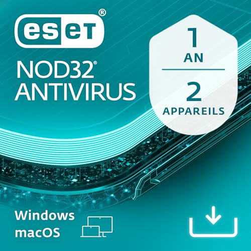 ESET NOD32 Antivirus 2025 | 2 appareils | 1 an | Antivirus pour Ordinateur - Protection multicouche - Anti-hammeçonnage | Windows/Mac | Code d'activation - envoi par email