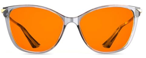 Bloomoak Gafas con bloqueo de luz azul al 99%-Montura de ojo de gato para mujer-Gafas para computadora-Mejora el sueño-Adecuado para Pantallas, TV, Cat Eye-ámbar Transparente Gris