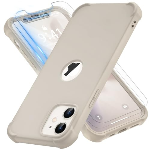 ORETECH para Funda iPhone 12, con [2X Protector Pantalla] 360 Grados Antigolpes Protectora de Cuerpo Completo Silicona Premium y Hard PC Carcasa para iPhone 12/12 Pro Case 6.1 Piedra