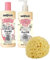 Soap and Glory Smoothie Star Shower Gel Body Wash 500ml and Body Lotion Pump 500ml, Bundle with Rainbow Gifts Sponge Set