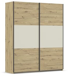 Rauch Möbel NEO, Schwebetürenschrank, Eiche Artisan/Beige, Breite 175 cm | Kleiderschrank mit Schwebetüren, Schiebetüren, 2-türig, für Schlafzimmer, Kinderzimmer, Jugendzimmer, Homeoffice, Garderobe