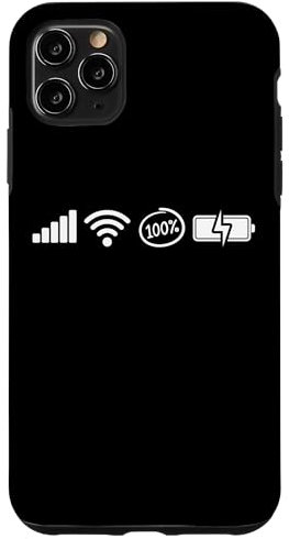 iPhone 11 Pro Max Funny Decals Signal WiFi Power Mobile Phone Case