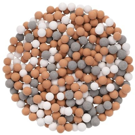 sourcing map 3 Packs Replacement Shower Head Bead 5-6mm Shower Filter Beads Replacement Mineral Stone Bead for Water Softener Filtration Shower Head, White, Grey, Orange