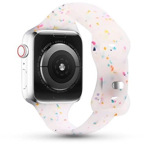 Pulsera deportiva compatible con Apple Watch 40mm, 38mm, 41mm, 44mm, 42mm, 45mm para mujeres y niñas - Correa fina de silicona reciclada para iWatch Series 9 8 7 6 SE 5 4 3 2 1 Ultra
