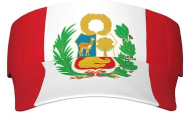 Flagge Peru Sport Sonnenblende Hut - Herren, Damen und Jugendliche, atmungsaktiv, verstellbar, schweißresistent, schwarz, Schwarz, Einheitsgröße