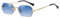 QVKUUT Rechteckig sonnenbrille rahmenlose sonnenbrille Mode Retro Rechteck Brille für Damen Herren (Gold/Darkblau, Darkblau)