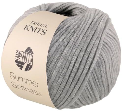 LANA GROSSA Summer Softness | Zartes Baumwollschlauchgarn, voluminös gefüllt mit flauschigen Merinofasern | Handstrickgarn aus 80% Baumwolle (Bio) & 20% Schurwolle | 50g / 130m FB18