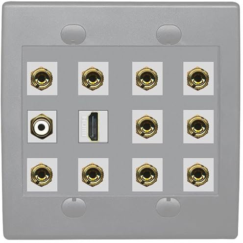 RiteAV 5.1 Surround Sound Speaker and 1 Port HDMI RCA Wall Plate 10 Banana - Flat 2 Gang [Gray/Gray]