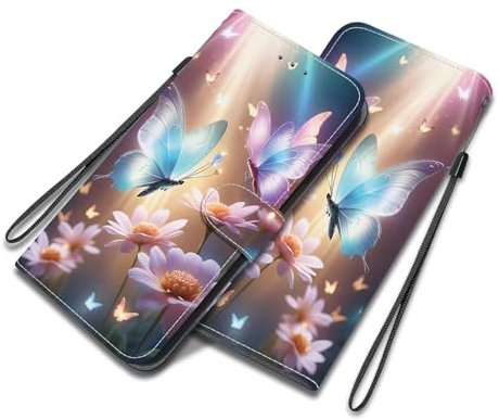 Handyhülle für Samsung Galaxy A3 2017 / A320 Hülle, Ledertasche mit Motiv, Klapphülle mit Kartenfächern, Ständer und Magnetverschluss - Bunter Schmetterling