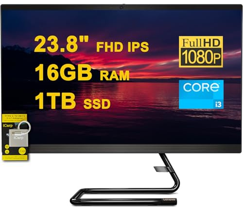 Lenovo IdeaCentre AIO 3 All-in-One Desktop 23.8 FHD IPS Anti-Glare Intel Quad-core i3-10100T 16GB RAM 1TB SSD Win10 w/ICP Accessory
