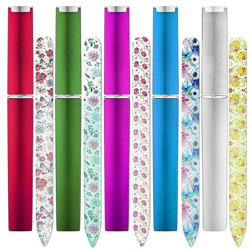 5PCS Crystal Nail File Natural Nail Case Professional Glass File Double Sided Nail Care Manicure