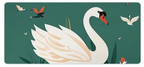 Mauspad mit Schwanenmotiv, hochwertig, langlebig, mit genähten Kanten, rutschfeste Gummiunterseite, leicht zu reinigen, großes Gaming-Mauspad für Büro, Arbeitsbereich, 40 x 90 cm