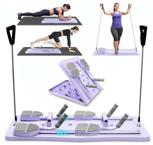 Tragbarer Faltbarer Pilates Reformer, 5-in-1-Multifunktions Pilates Brett mit automatischem Rebound für Core Strength & Ganzkörpertraining, Bauchmuskeltrainer, Home Gym Essential