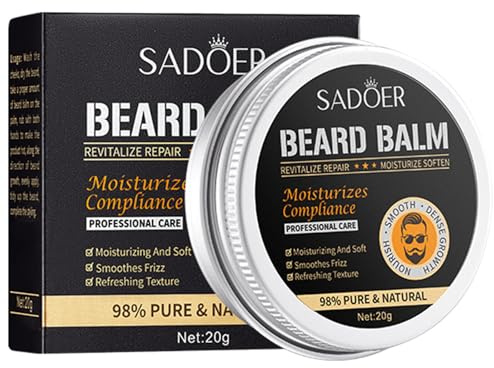 SADOER Feuchtigkeitsspendender und formender Bartbalsam, 20 g – Ernährung mit Karité und Argan, leichter Halt, fettet nicht, glättet und definiert