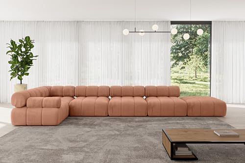 ALTDECOR Modulares Sofa Ecksofa in L-Form Corner modular Sofa Eckcouch Couch Wohnlandschaft Cauchsofa Polstersofa Felto-L3-475x190x70 cm Apricot