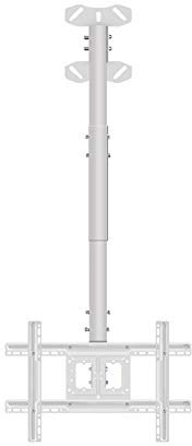 Supporto TV da soffitto, inclinabile e orientabile, adatto per schermi LED da 32 a 70 pollici, con carico di 63,5 kg, VESA max 600 x 400 mm, bianco e nero