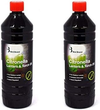 2X 1 Litre, Citronella Lamp & Torch Oil, Outdoor Use, Clean Burning Insect Repellent Fuel for Garden Torches & Lanterns, Pleasant Scent, Helps Deter Insects