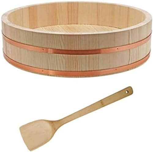 Hangiri Sushi-Reis-Mischwanne – Sushi-Reisschale aus Holz – japanisches Reisfass mit Holzlöffel – 33x75cm – 12 Größen zur Auswahl