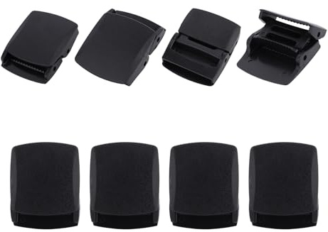 Mikovivi 8pcs Boucles Ceinture en Plastique 38cm, Remplacement Boucle Ceinture en Toile Nylon pour Femmes et Hommes Accessoires pour Ceintures et Sangles de 36 à 38mm Large (Noir)