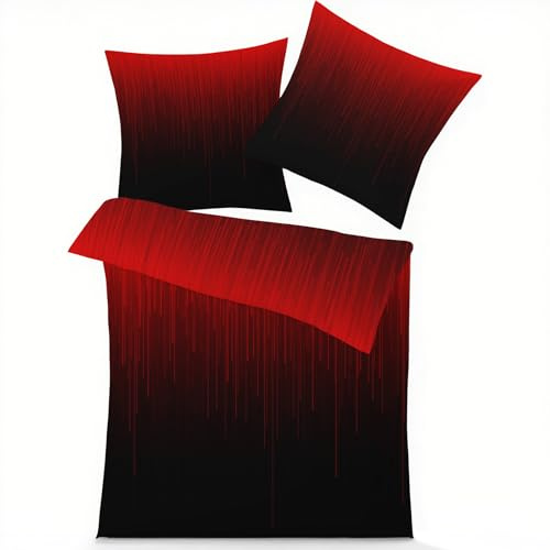 GEDAEUBA Bettwäsche 135x200 Schwarz Rot - Farbverlauf Bettbezug, Wendebettwäsche und Kissenbezug 80x80, Weiche & Angenehme Mikrofaser Bettwäsche-Sets mit Reißverschluss