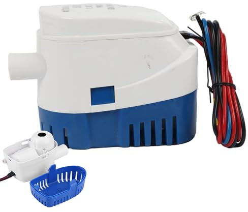 Syglawnd Bomba de sentina de 12 V, Bomba de sentina automática de 12 V, 1100 GPH, Agua Sumergible eléctrica con Interruptor de Flotador para Barcos, estanques, Piscinas
