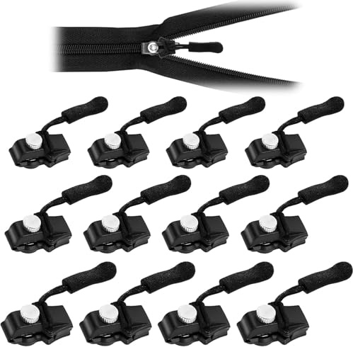 CICISTORY 12 Stück Reißverschluss Reparatur Set, 3 Größen, Abnehmbare Reißverschluss-Fixierer, Verlängerung und Befestigung, Reißverschlussschieber, Ersatz für Jacken, Rucksäcke, Koffer
