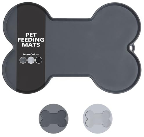 VIRAHYEM 52x37cm Waterproof Silicone Pet Feeding Mat for Food and Water | Dog Bowl Mat for Food and Water, Non Slip Dog Bowl Mats, Cat Bowls Placemat, Easy to Clean Durable Feeding Mat for Pets