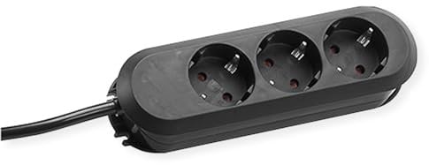 Bachmann Steckdosenleiste SMART 3-Fach 3m Mehrfachsteckdose Schwarz 387.171 (Befestigung durch Anschraublöcher und praktische Kabelaufwicklung)