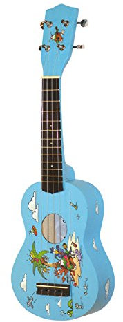 Voggy´s Ukulele Sopran Kinder Klangspielzeug Instrument (12 Bünde, Nylonsaiten, geschlossene Mechaniken, authentischer Klang, Linde, inkl. Plektrum), blau