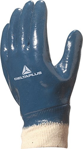 Deltaplus NI15510 Vollgetauchter Nitrilhandschuh, Strickbund, Blau, Größe 10