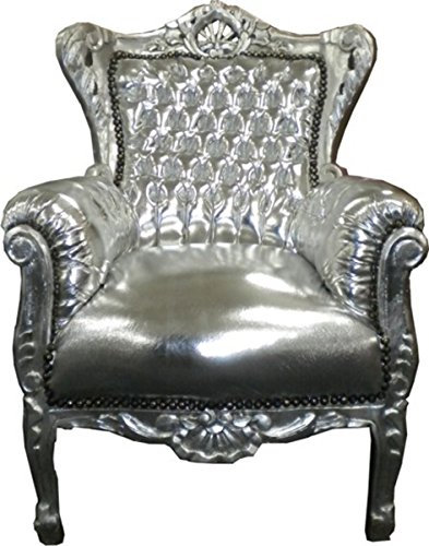 Casa Padrino Barock Kinder Sessel Silber/Silber - Tron