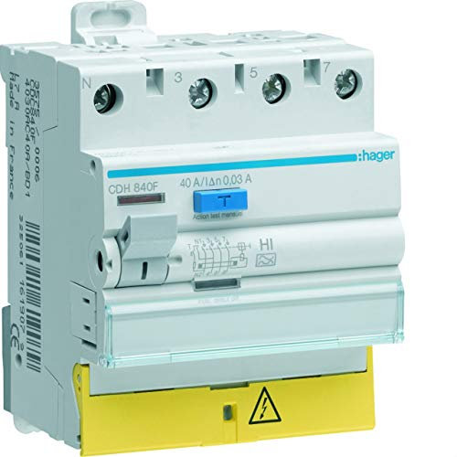 Interruptor diferencial (Hager – 63 A – 300 mA – 3 polos + neutro – Type HPI – Tornillo/tornillo