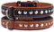 CollarDirect Hundehalsband mit Nieten, Leder, für kleine und mittelgroße Welpen, weich gepolstert, Braun/Schwarz (Schwarz, 28-33 cm)