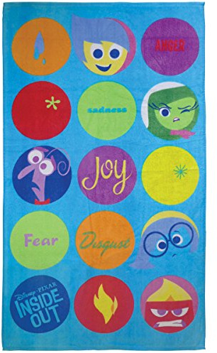 Disney Inside Out 043376 Badetuch Emotions, Baumwolle Velours, 70 x 120 cm